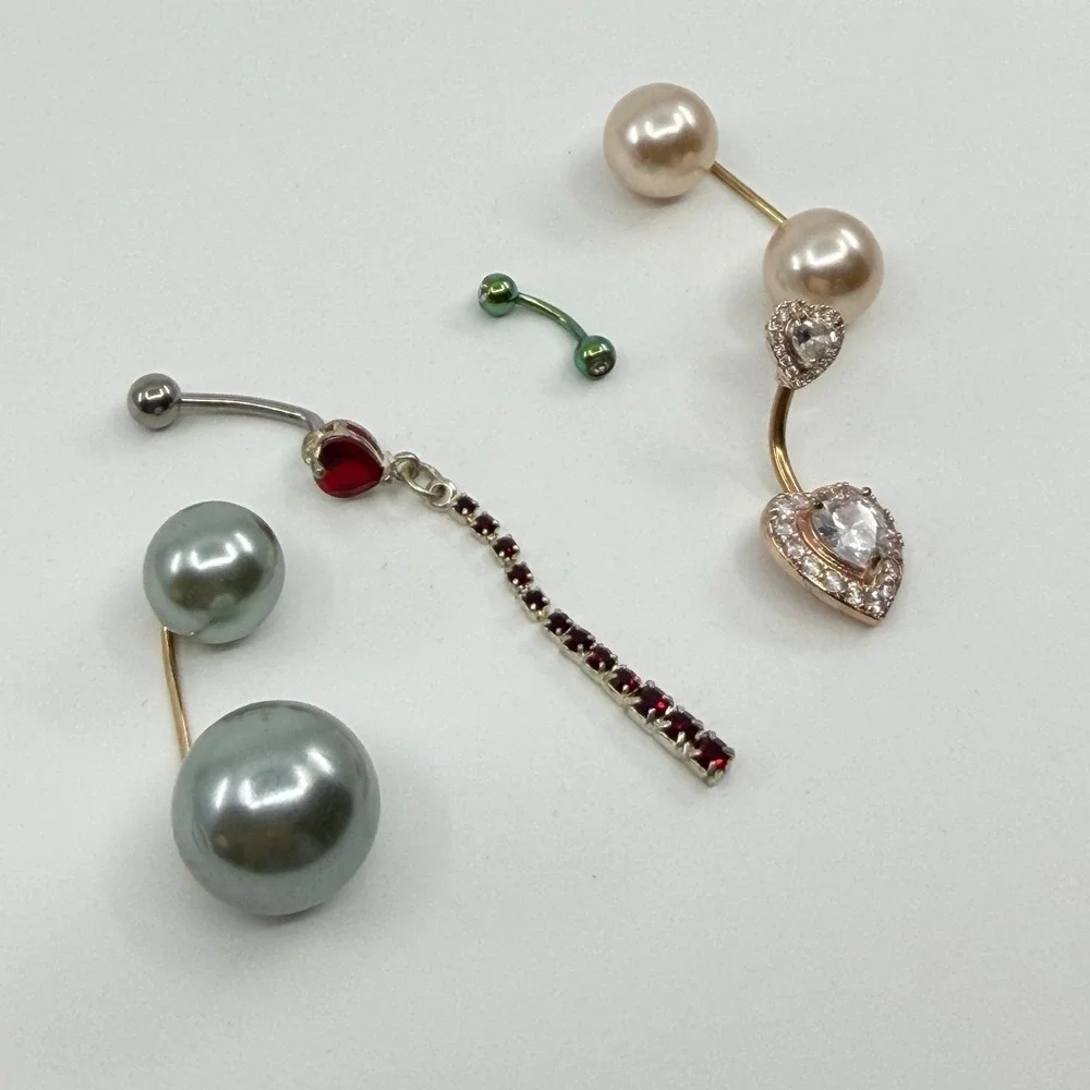 Lot of 5 Trendy Dangle Belly Button Rings Aesthetic Navel Piercings